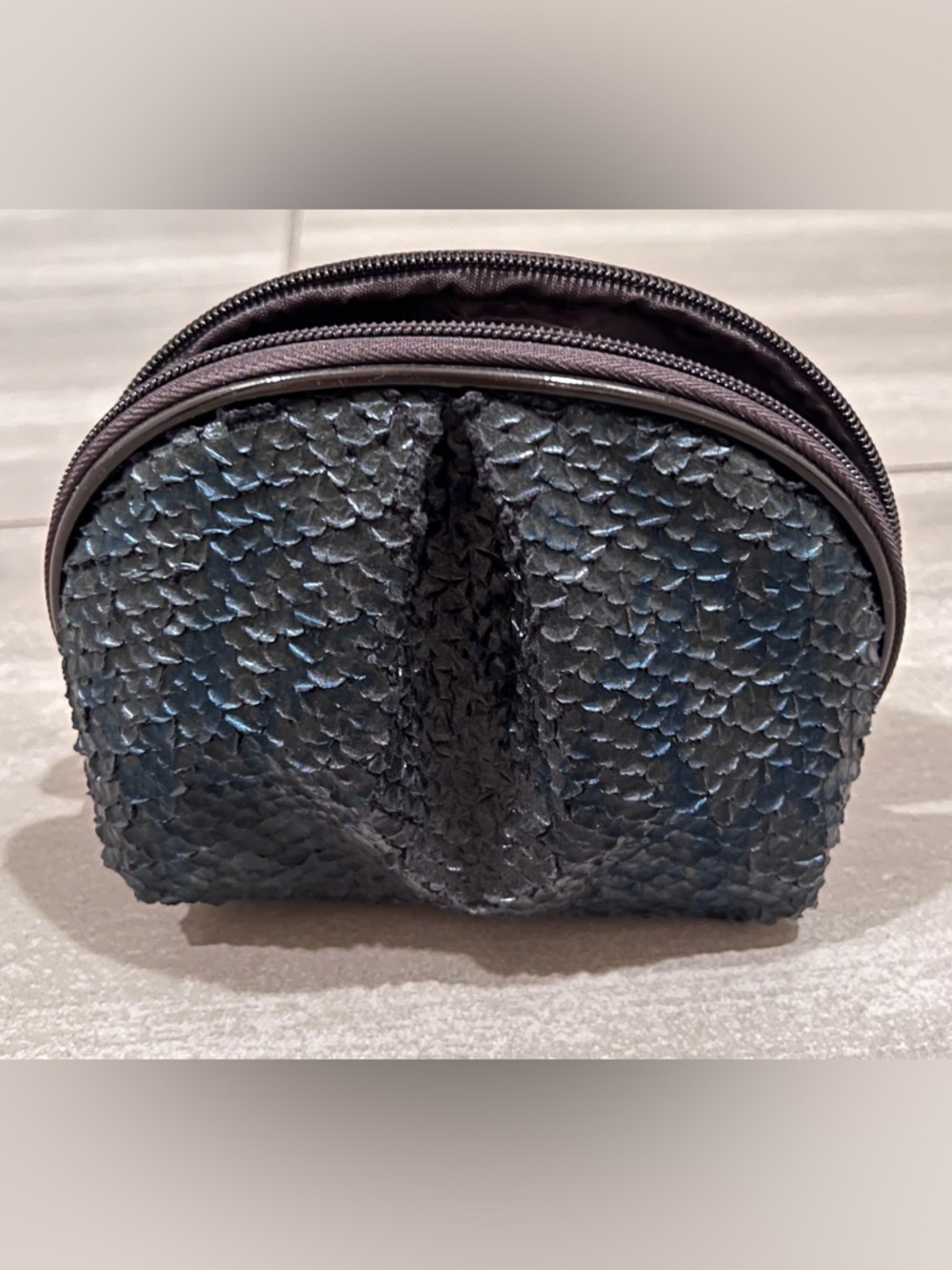 Shimmery Textured Black Cosmetic Pouch
